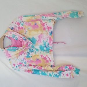 CROPPED HOODIE PASTEL TIE DYE SWEATSHIRT COVERUP BLUE PINK YELLOW